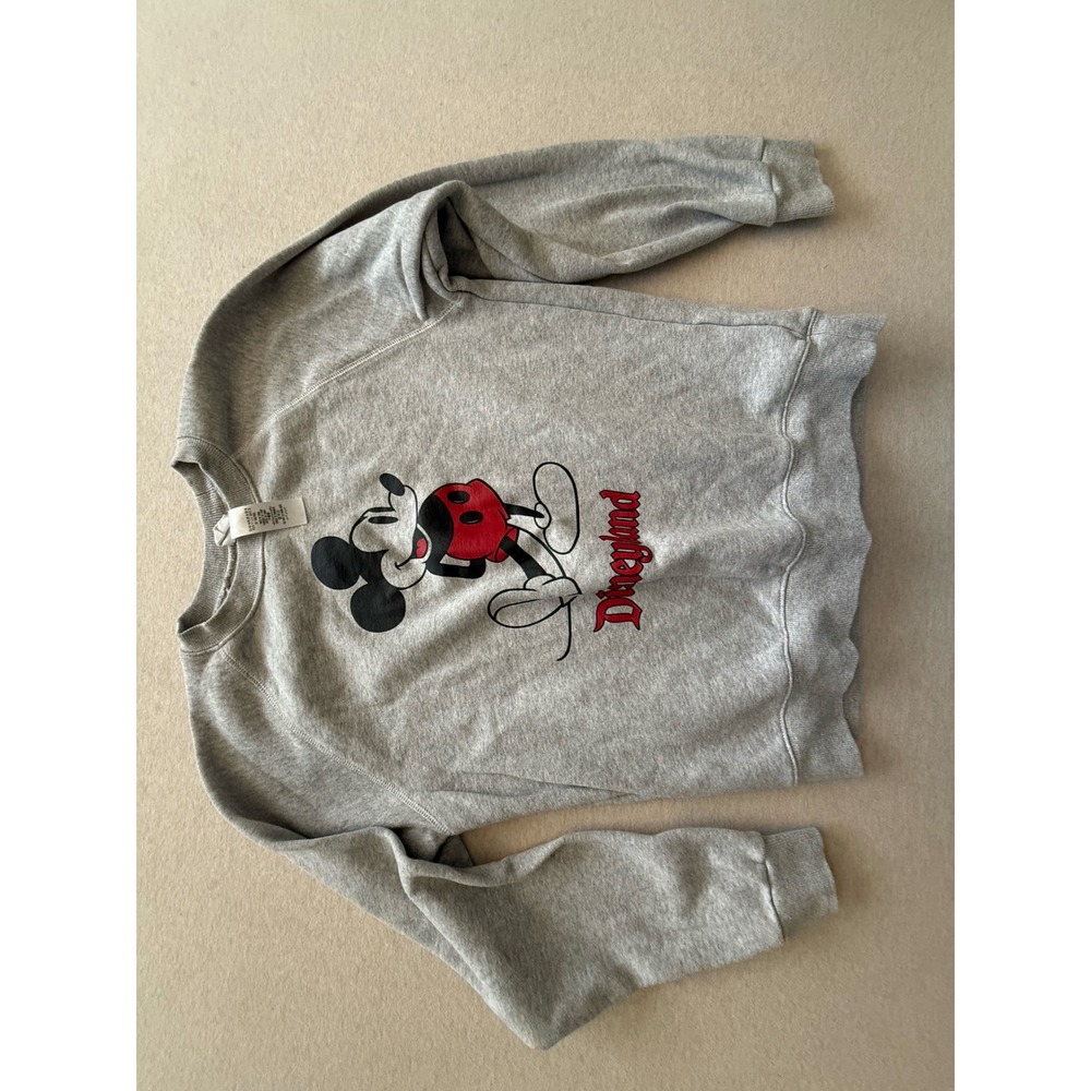 Disney Parks Mickey Mouse Disneyland Sweatshirt Gray Raglan Crewneck Size Medium